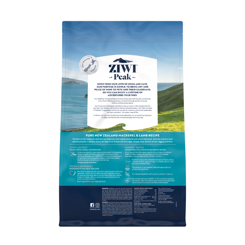 ZiwiPeak Air-Dried Mackerel & Lamb Dog Food [4 Sizes]