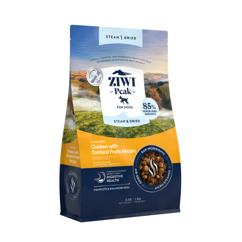 ZiwiPeak Cage Free Chicken with Orchard Fruits Recipe Steam & Dried Dog Food [3 Sizes]