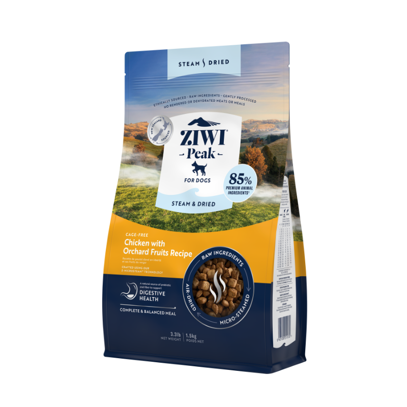 ZiwiPeak Cage Free Chicken with Orchard Fruits Recipe Steam & Dried Dog Food [3 Sizes]