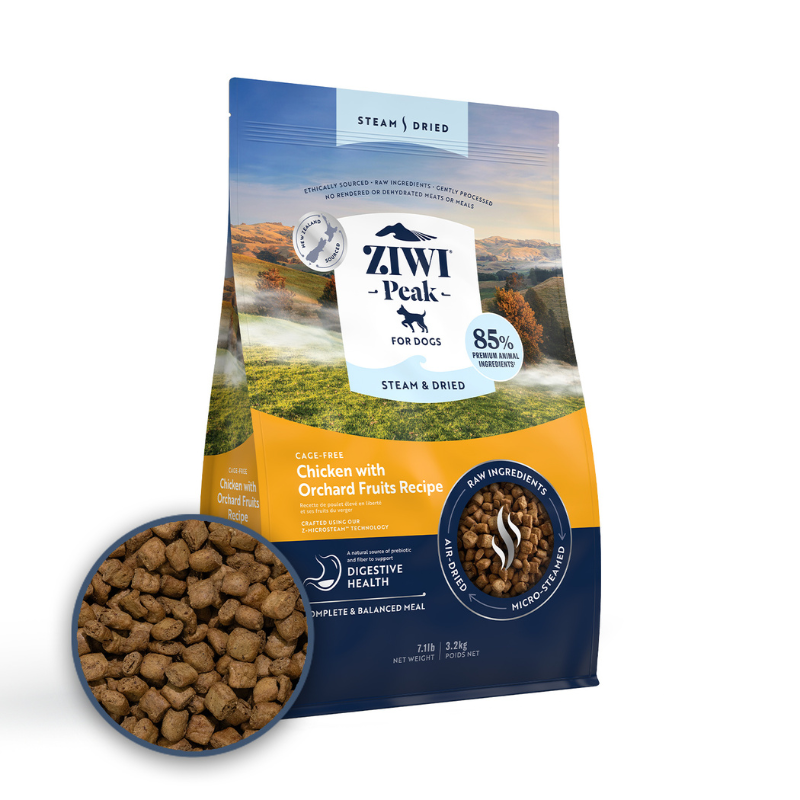 ZiwiPeak Cage Free Chicken with Orchard Fruits Recipe Steam & Dried Dog Food [3 Sizes]