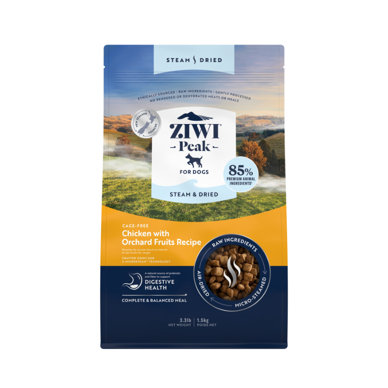 ZiwiPeak Cage Free Chicken with Orchard Fruits Recipe Steam & Dried Dog Food [3 Sizes]
