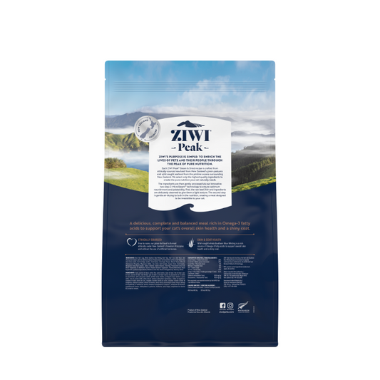 ZiwiPeak Grass Fed Beef Southern Blue Whiting Recipe Steam & Dried Cat Food [2 Sizes]