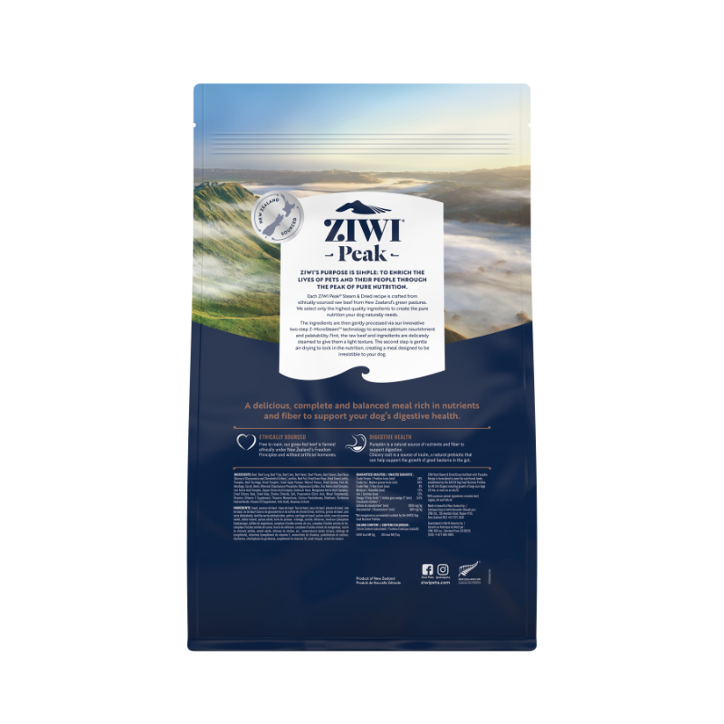 ZiwiPeak Grass Fed Beef With Pumpkin Recipe Steam & Dried Dog Food [3 Sizes]