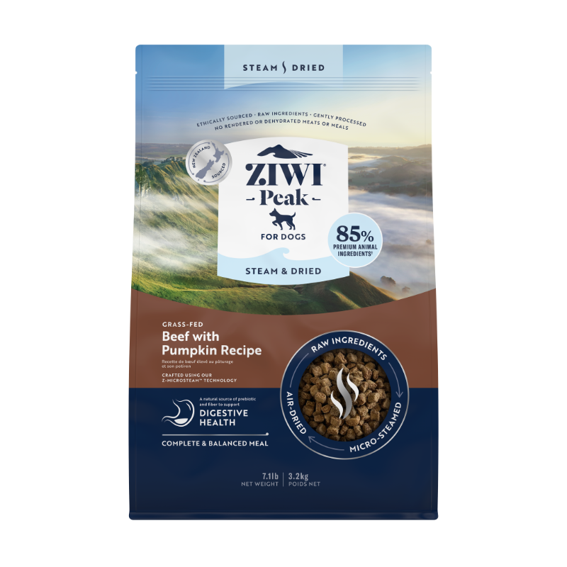 ZiwiPeak Grass Fed Beef With Pumpkin Recipe Steam & Dried Dog Food [3 Sizes]