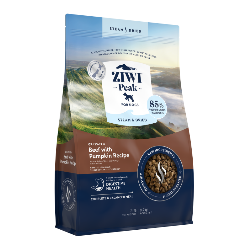 ZiwiPeak Grass Fed Beef With Pumpkin Recipe Steam & Dried Dog Food [3 Sizes]