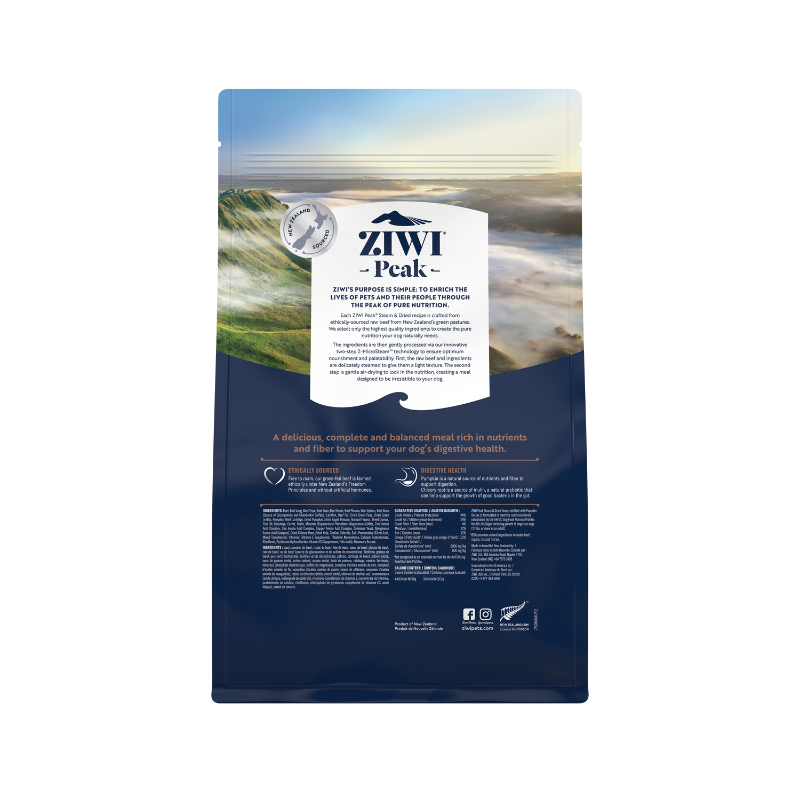 ZiwiPeak Grass Fed Beef With Pumpkin Recipe Steam & Dried Dog Food [3 Sizes]