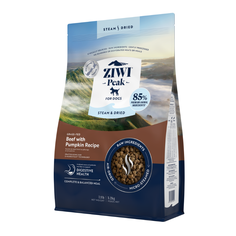 ZiwiPeak Grass Fed Beef With Pumpkin Recipe Steam & Dried Dog Food [3 Sizes]