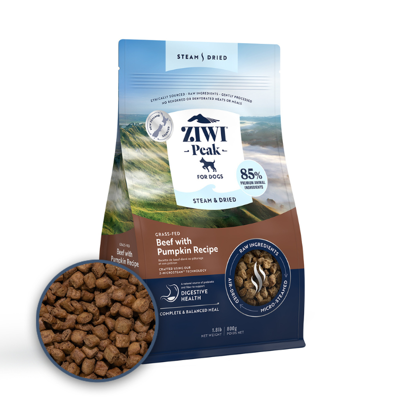 ZiwiPeak Grass Fed Beef With Pumpkin Recipe Steam & Dried Dog Food [3 Sizes]