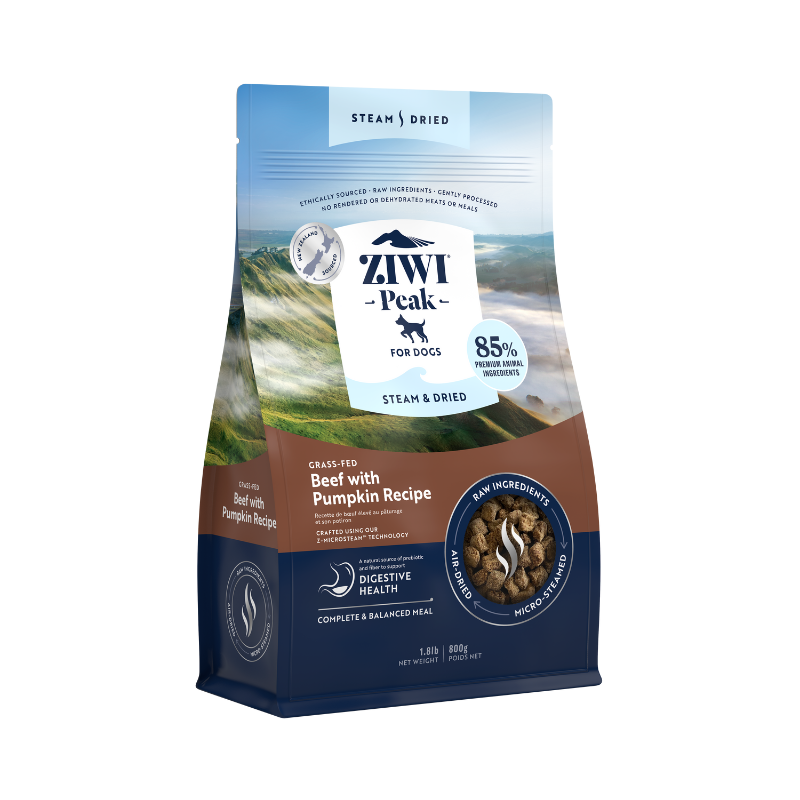 ZiwiPeak Grass Fed Beef With Pumpkin Recipe Steam & Dried Dog Food [3 Sizes]
