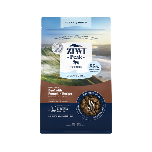 ZiwiPeak Grass Fed Beef With Pumpkin Recipe Steam & Dried Dog Food [3 Sizes]