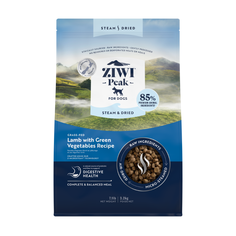 ZiwiPeak Grass Fed Lamb With Green Vegetables Recipe Steam & Dried Dog Food [3 Sizes]