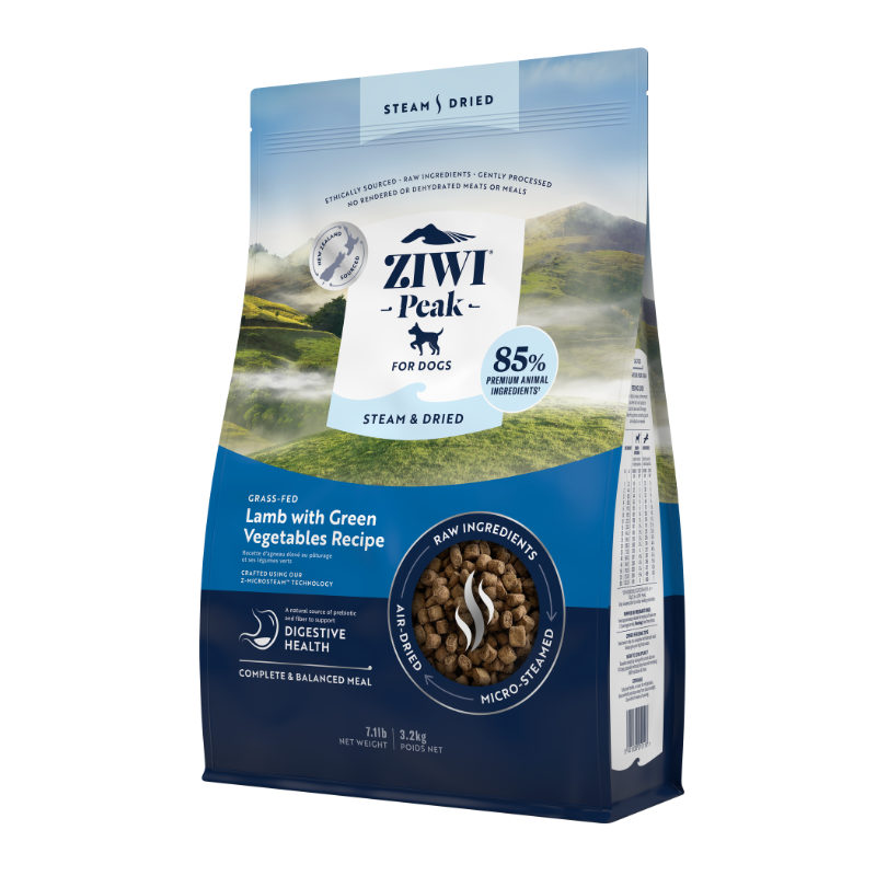 ZiwiPeak Grass Fed Lamb With Green Vegetables Recipe Steam & Dried Dog Food [3 Sizes]