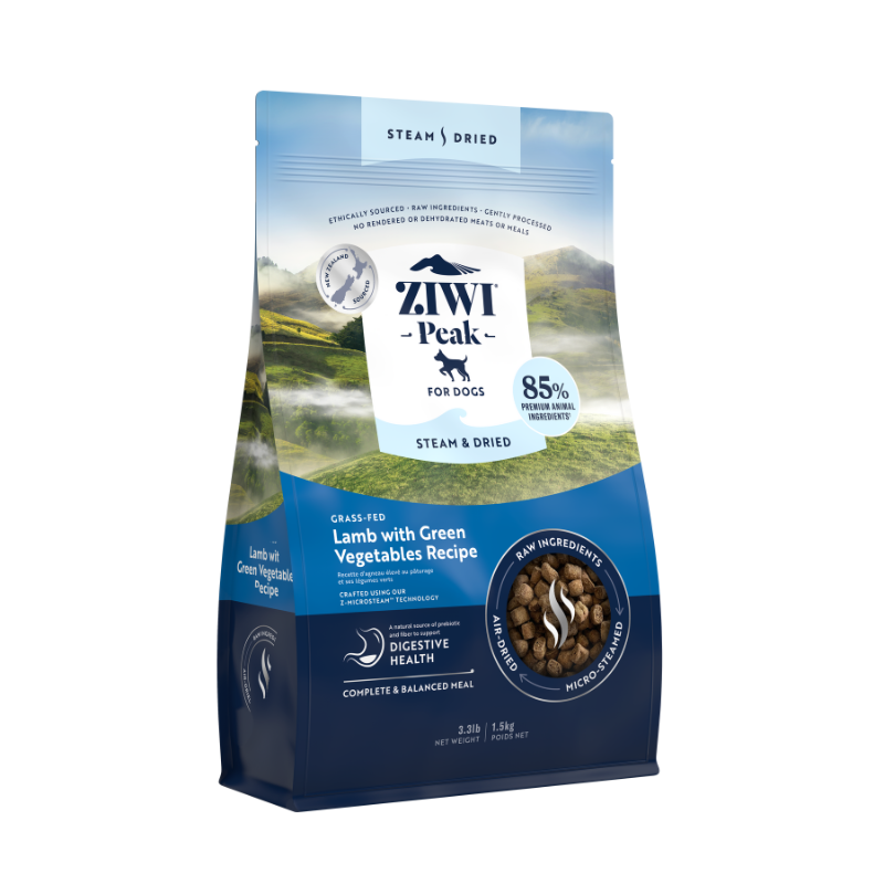 ZiwiPeak Grass Fed Lamb With Green Vegetables Recipe Steam & Dried Dog Food [3 Sizes]