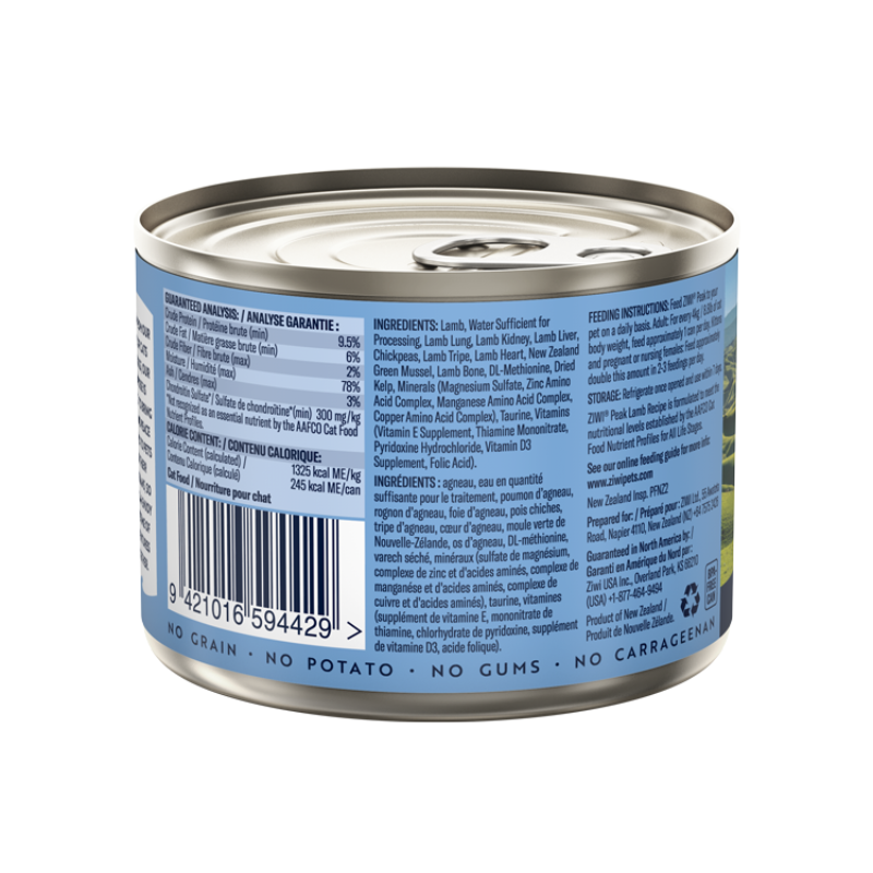 ZiwiPeak Lamb Grain-Free Canned Cat Food [2 Sizes]