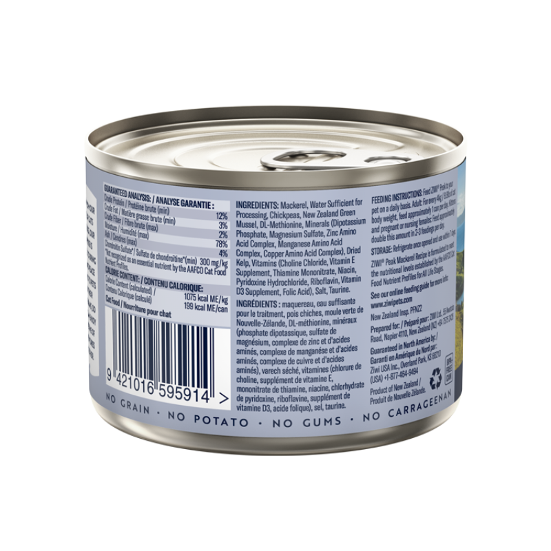 ZiwiPeak Mackerel Grain-Free Canned Cat Food [2 Sizes]