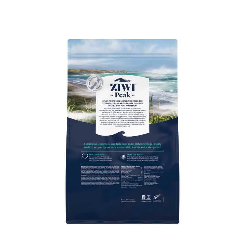 ZiwiPeak Wild South Pacific Fish Recipe Steam & Dried Cat Food [2 Sizes]