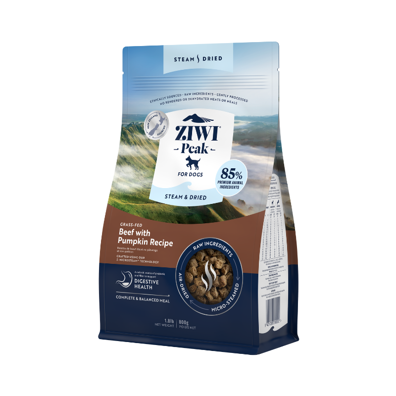 ZiwiPeak Grass Fed Beef With Pumpkin Recipe Steam & Dried Dog Food [3 Sizes]