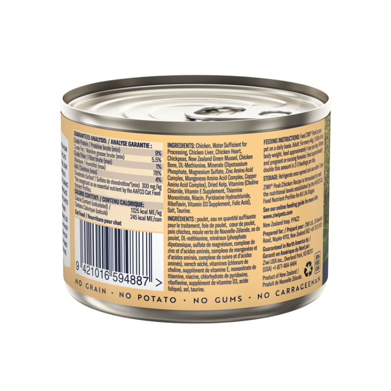 ZiwiPeak Chicken Grain-Free Canned Cat Food [2 Sizes]