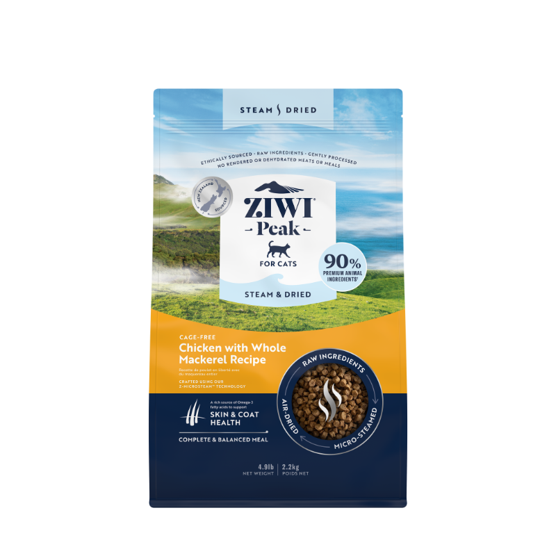 ZiwiPeak Cage Free Chicken With Whole Mackerel Recipe Steam & Dried Cat Food [2 Sizes]
