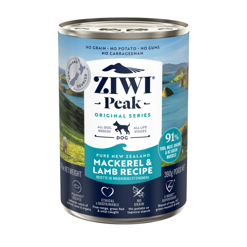 ZiwiPeak New Zealand Mackerel & Lamb Grain-Free Canned Dog Food - 390g