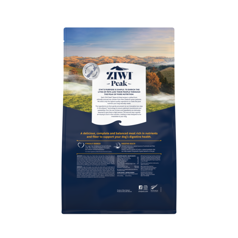 ZiwiPeak Cage Free Chicken with Orchard Fruits Recipe Steam & Dried Dog Food [3 Sizes]