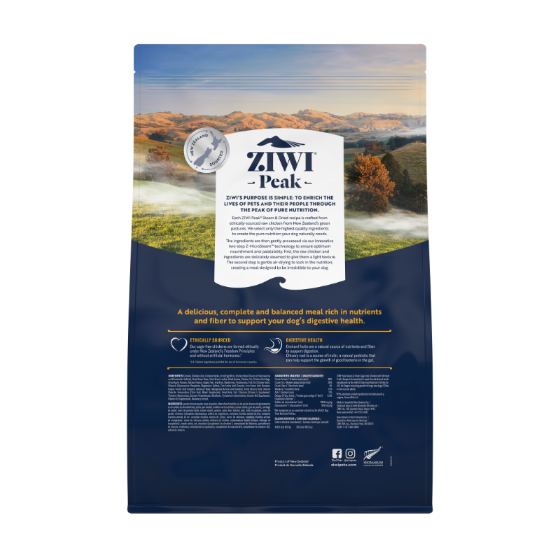 ZiwiPeak Cage Free Chicken with Orchard Fruits Recipe Steam & Dried Dog Food [3 Sizes]