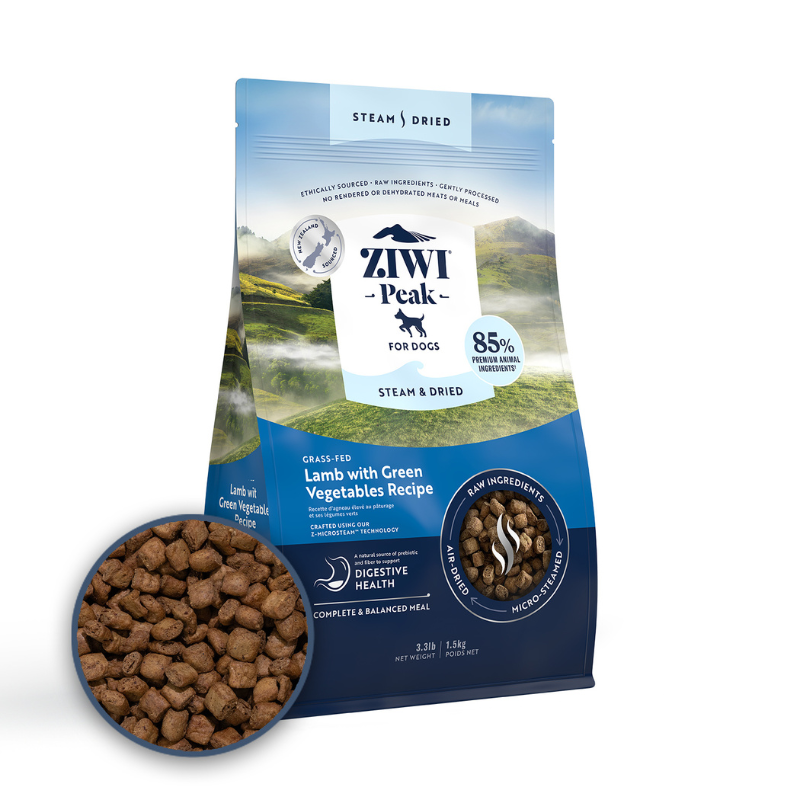ZiwiPeak Grass Fed Lamb With Green Vegetables Recipe Steam & Dried Dog Food [3 Sizes]