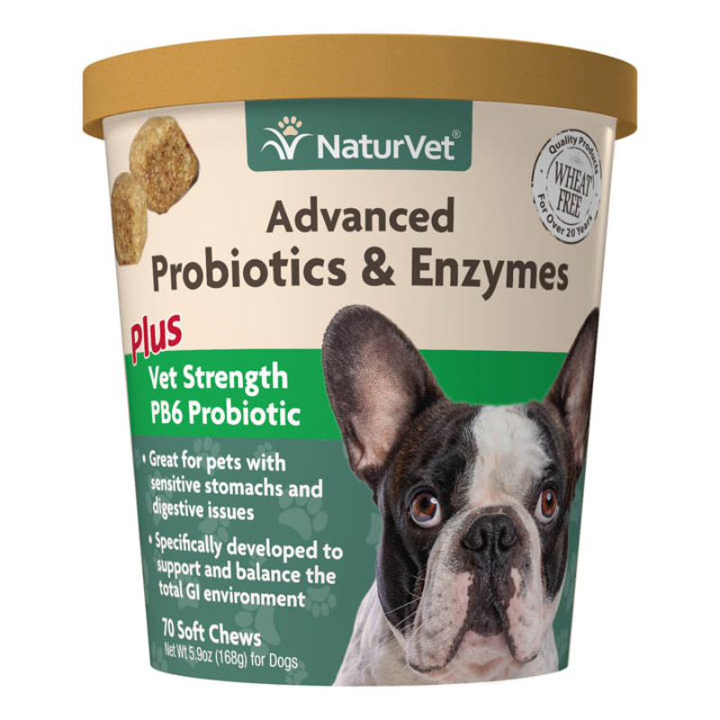 NaturVet Advanced Probiotics & Enzymes Soft Chews 70ct