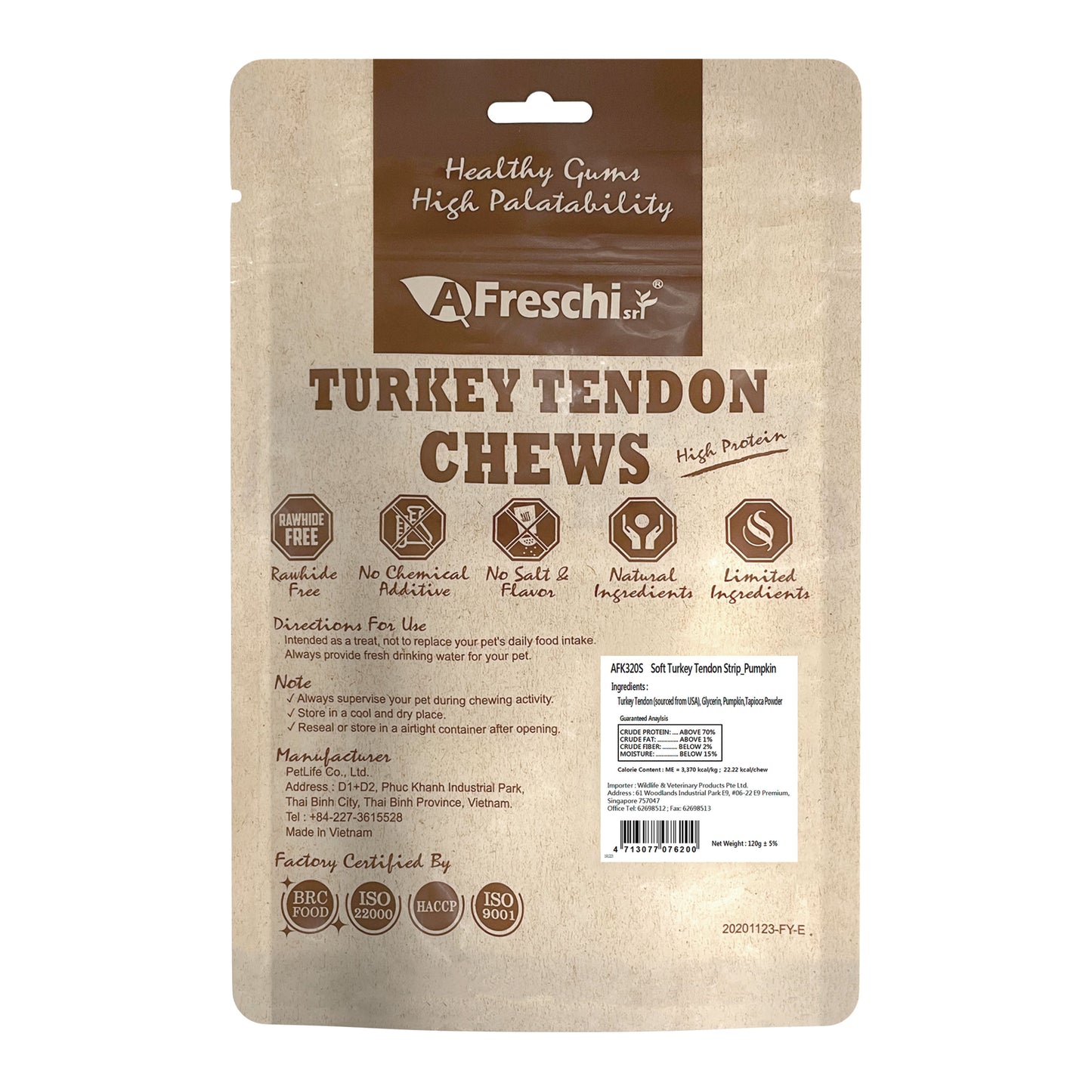 Afreschi Soft Turkey Tendon Strip - Pumpkin