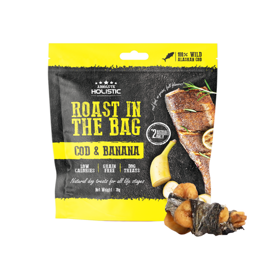 Absolute Holistic Roast In The Bag Natural Dog Treats - Cod & Banana