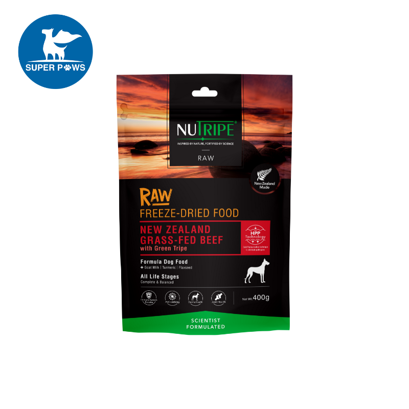 Nutripe Raw Freeze Dried NZ Grass-Fed Beef with Beef Green Tripe Dog 400g