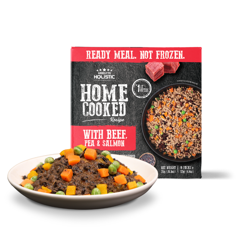 Absolute Holistic Home Cooked Style Recipe Gently Cooked Dog Food (2kg) - Beef, Peas & Salmon