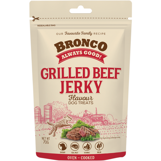 Bronco Jerky Treats Grilled Beef 70g