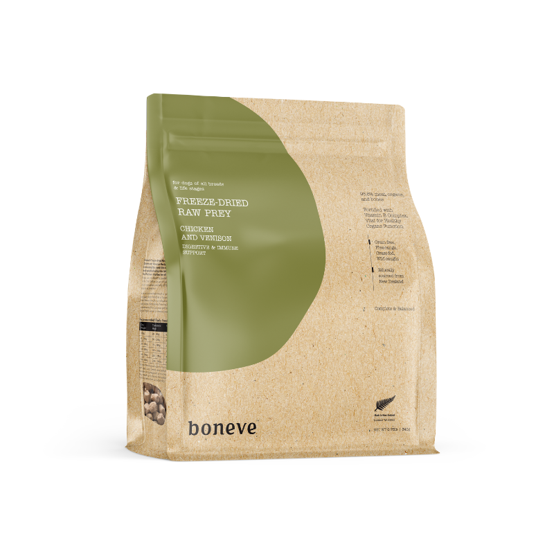 Boneve Chicken & Venison Digestive & Immune Support Grain Free Freeze Dried Raw Dog Food [2 Sizes]