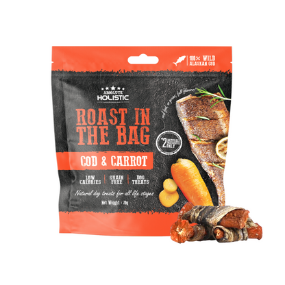 Absolute Holistic Roast In The Bag Natural Dog Treats - Cod & Carrot