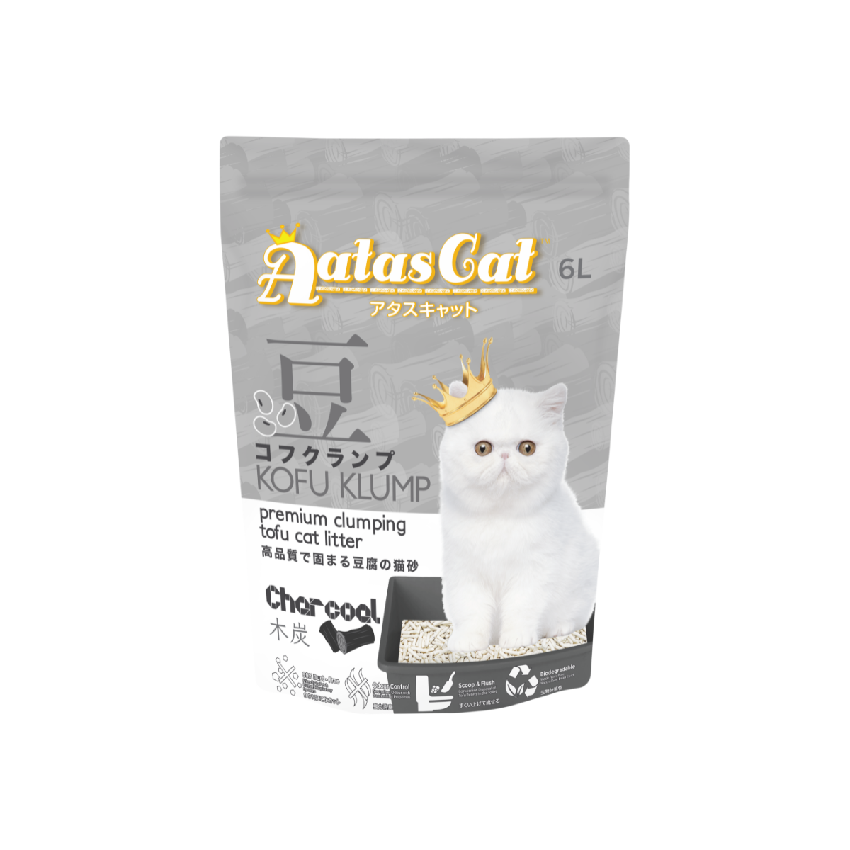 Aatas Cat Kofu Klump Tofu Cat Litter Charcoal 6L