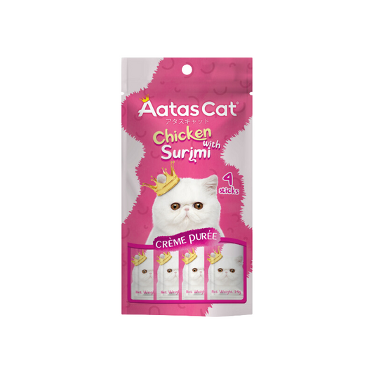 Aatas Cat Crème Purée Chicken with Surimi Crème Purée 14g (4 Sachets)