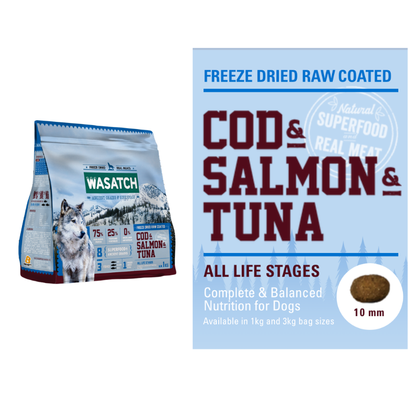 Wasatch Ancient Grain Dog - 3 Fishes (Cod, Salmon and Tuna)