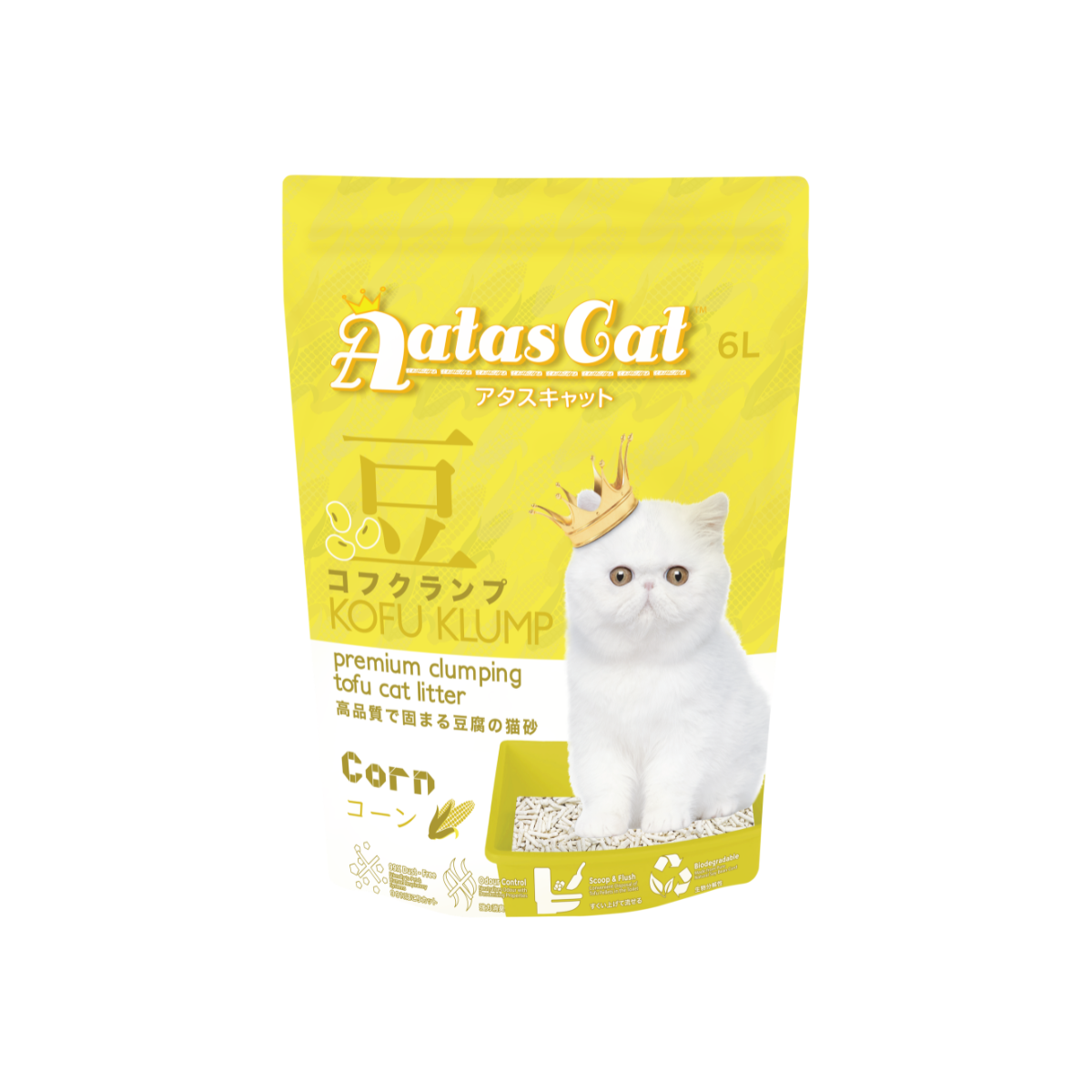 Aatas Cat Kofu Klump Tofu Cat Litter Corn 6L