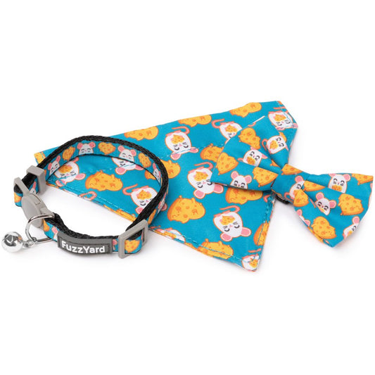 FuzzYard Cat Collar, Bandana & Bowtie Fashion Pack (Cheesy Hearts)