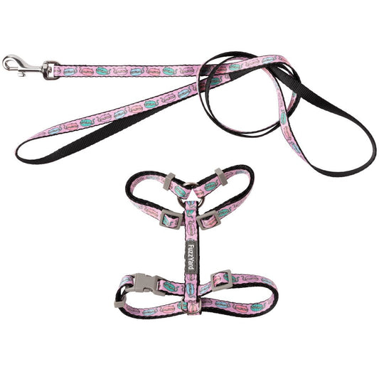 FuzzYard Cat Harness & Leash Walking Set (Meowcarons)