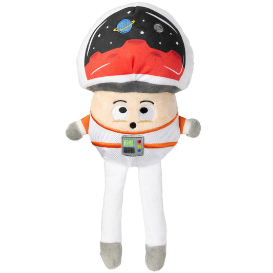 FuzzYard Cosmo Mushroom Plush Dog Toy: white, orange, and red astronaut mushroom with space helmet design.