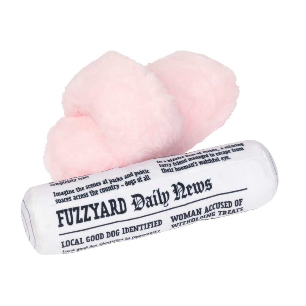 FuzzYard Fetch My Slippers & Paper 2 Pcs Dog Toy