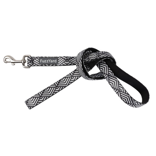 FuzzYard Fitzroy dog lead, black and white geometric neoprene with a 360° rotating clasp.