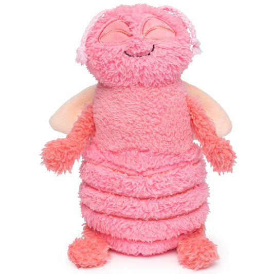 FuzzYard Flutter The Bed Bug plush dog toy in pink, featuring a soft, textured body, small wings, and a happy embroidered face.