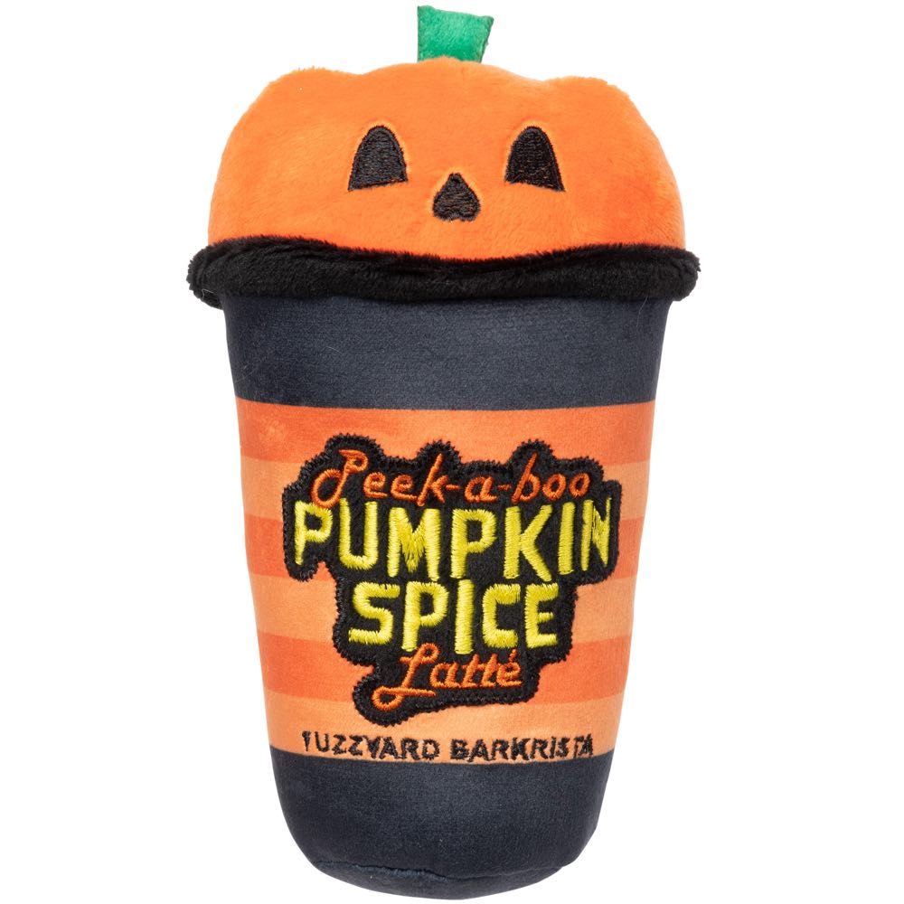 FuzzYard Halloween Peek-A-Boo Pumpkin Spice Latte Plush Dog Toy