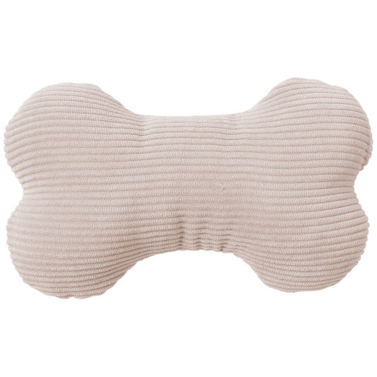 FuzzYard Life Sandstone bone plush dog toy, dual-sided corduroy and cotton with ample soft filling.