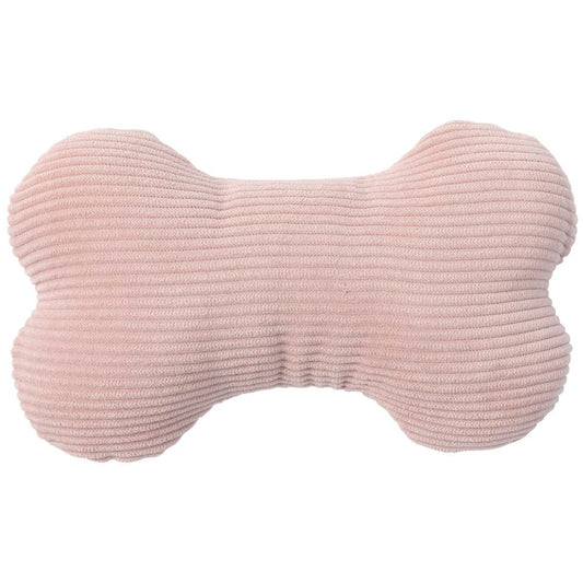 FuzzYard Life Bone Plush Dog Toy in soft blush, featuring a ribbed corduroy texture.