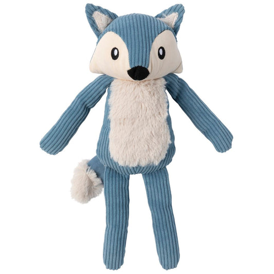 FuzzYard Life French Blue Fox plush dog toy with corduroy body, fluffy belly, and tail.