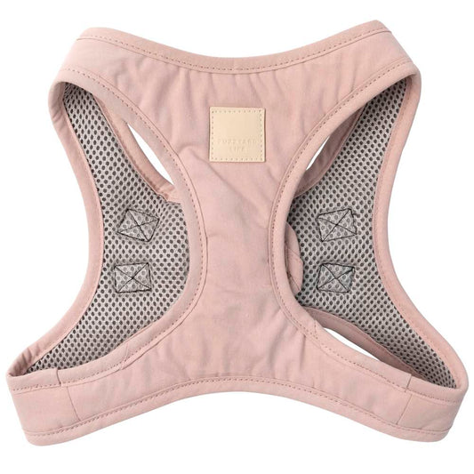FuzzYard Life Step-in Dog Harness in soft blush cotton with breathable mesh lining and a leather-look logo.